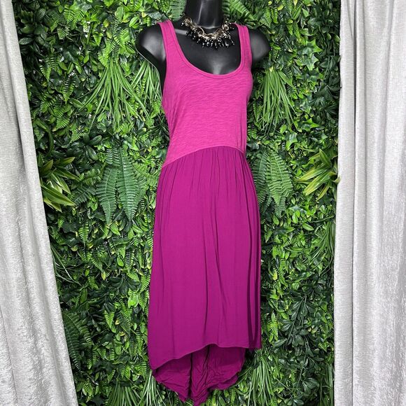 ANTHROPOLOGIE LEFT OF CENTER Dress Women Small Pink Fit Flare High Low Hem 2027 - Picture 2 of 10